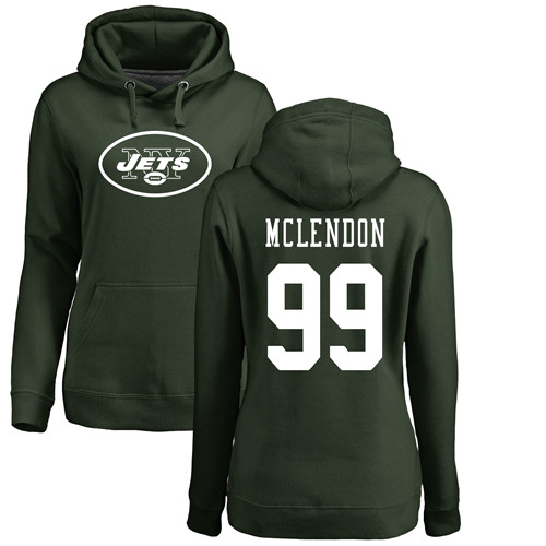 New York Jets Green Women Steve McLendon Name and Number Logo NFL Football #99 Pullover Hoodie Sweatshirts